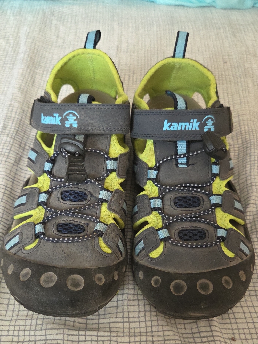 Kamik Gray and Lime Green Kids Sport Sandals